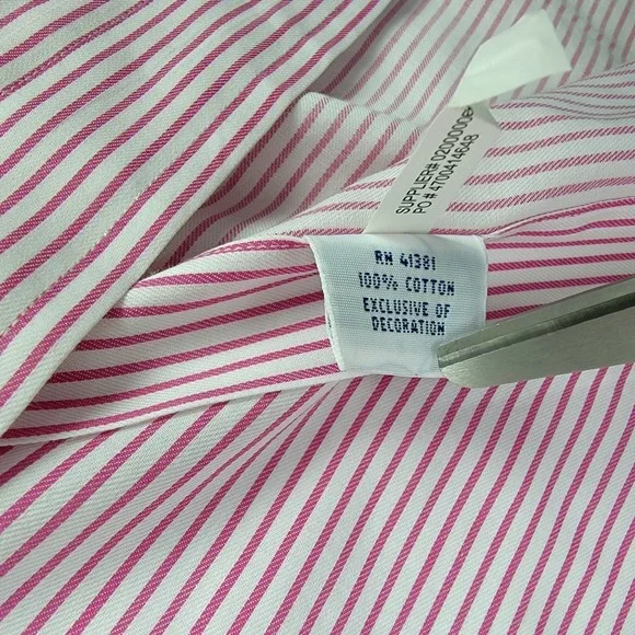 Ralph Lauren Mens XL Pink White Striped Slim Fit Long Sleeve Button Down Shirt - Picture 8 of 10